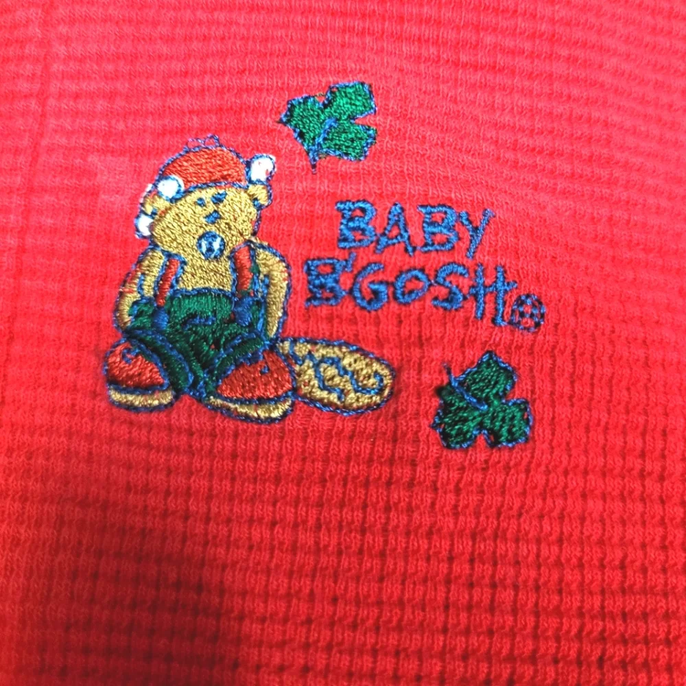 Vintage OshKosh B'Gosh 1990s red long sleeved Baby B'Gosh bodysuit onesie